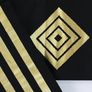 Kimonogürtel Obi schwarz mit Rauten/Streifen in Gold