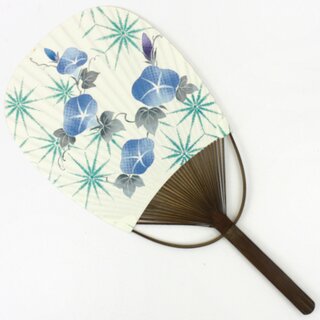 Blattf�cher Uchiwa Yukata Asagao 37,5 x 18 cm