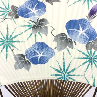 Blattf�cher Uchiwa Yukata Asagao 37,5 x 18 cm