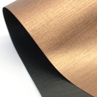 Strukturpapier Silk kupfer, Rückseite schwarz 78 x 54 cm