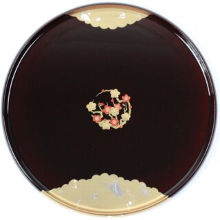Lacktablett Ume no hana schwarzbraun 30 cm Ø
