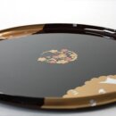Lacktablett Ume no hana schwarzbraun 30 cm Ø