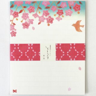 Kleines Briefpapierset Kirschblüte & Schwalben