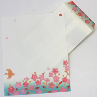 Kleines Briefpapierset Kirschblüte & Schwalben