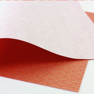 2 Blatt B4 Washi Seikaiha rot, 360x255mm