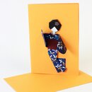 Grußkarte Kimono "Die Scheue", orange