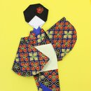 Grußkarte Kimono "Die Heitere", gelb