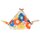 Furoshiki Flower Strips beige 70 x 70 cm