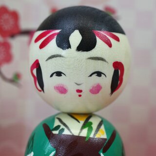 Kokeshi Paar Nakayoshi, Holzpuppen Gute Freunde 8,5 cm