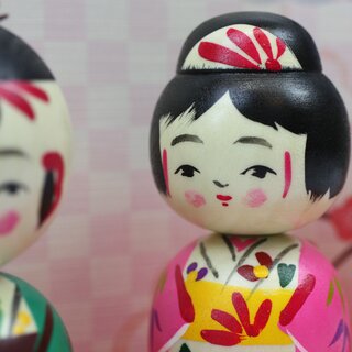 Kokeshi Paar Nakayoshi, Holzpuppen Gute Freunde 8,5 cm
