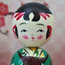 Kokeshi Paar Nakayoshi, Holzpuppen "Gute Freunde" 8,5 cm