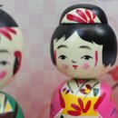 Kokeshi Paar Nakayoshi, Holzpuppen "Gute Freunde" 8,5 cm