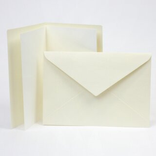 3 Blankokarten mit Umschlag und Innenblatt, beige