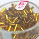 Stifttperlen 6,8 x 2,2 mm dunkelgelb, Silbereinzug, 13 g