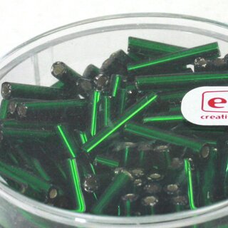 Stifttperlen 11 x 2 mm dunkelgrn, Silbereinzug, 13 g