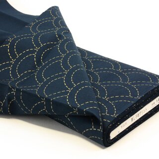 Meterware Sashiko, vorgedruckter Stoff Nami 90 x 106 cm