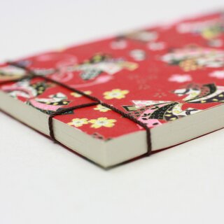 Notizheft mit traditioneller Bindung, 11 x 7,5 cm, Noshi rot