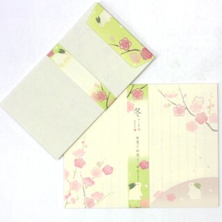 Washi-Briefpapierset Hase & Pflaumenblüte