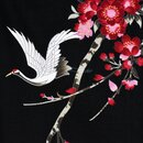 Happi Kirschblüte schwarz, 105 cm lang, Kurzkimono