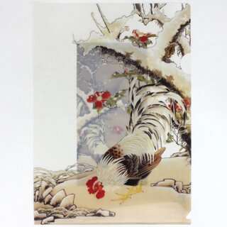 Sichtfolie A4 Pflaumenblten & Hahn im Schnee