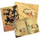 Postkartenset, 3er Set Tale of Genji und Kranich