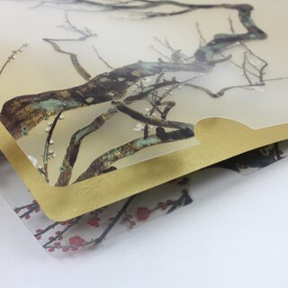 Sichtfolie A4 Rote & wei�e Pflaumenbl�te, mit Goldblatt