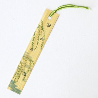 Lesezeichen aus Bambus, Schwalben & Weidenzweige