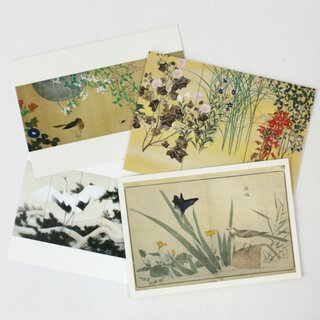 Postkartenset, 4er Set Kranich, Blumen & Grser