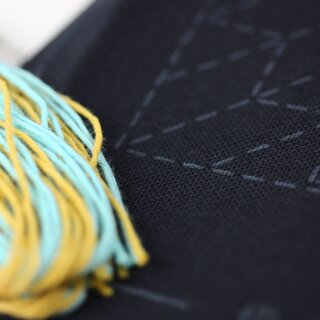 Sashiko Stickerei-Set 2 Untersetzer blau, mit Garn & Nadel