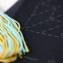 Sashiko Stickerei-Set 2 Untersetzer blau, mit Garn & Nadel