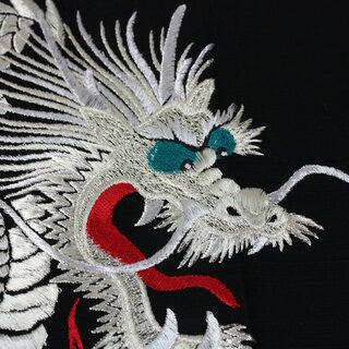 Bestickter Kimono Goldener Drache schwarz