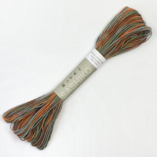 Garn f�r Sashiko, mehrfarbig gr�n-orange, 20 m