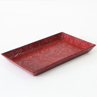 Stifteablage, Schreibtischtablett Urushi 20,5 x 12 cm, rot