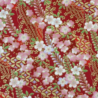 Washibogen Blten & Bltter, rot  48 cm x 64 cm
