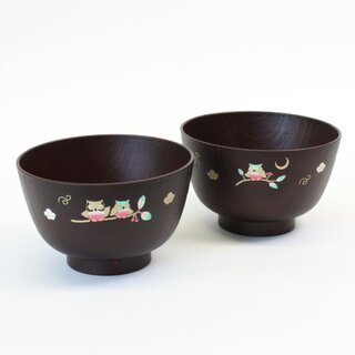 Shiruwan Eulen, 2er Set japanische Suppenschalen