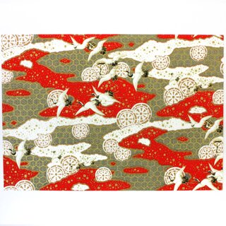 2 Blatt B4 Washi Wolkenkranich rot 360 x 255 mm