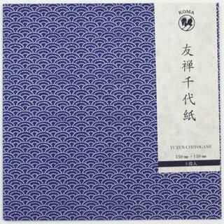 Origamipapier Yuzen Washi Seikaiha blau, 15 cm