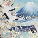 Grußkarte "Fujisan während der Kirschblüte". Doppelkarte mit Umschlag
