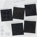 Sashiko Stickerei-Set 5 Untersetzer blau, mit Garn &...
