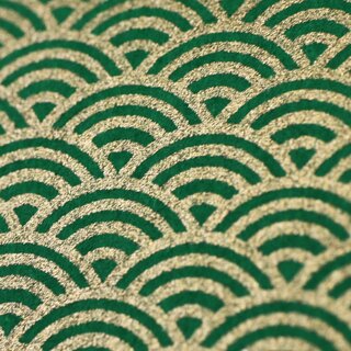 2 Blatt B4 Washi  Nami grn-gold  360 x 255 mm