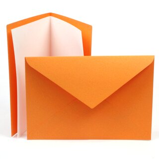 3 Blankokarten zum selbst gestalten, mit Umschlag und Innenblatt, orange