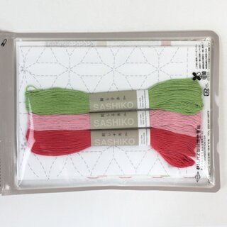 Tuch Sashiko Hanaguruma wei�, mit 3 Garnen