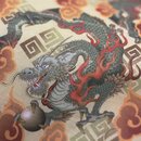 Washi Chiyogami Drache, Nachrigall & Sho-Chiku-Bai, 15 cm