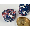 Teedose Kraniche & Kirschblüten 100 g, blau, mit Metalldeckel