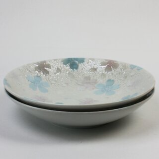 Zwei Teller Kirameki Kirschblten blau, 21,5 cm