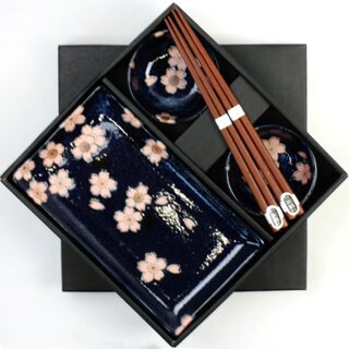 Sushiset Sakura no Mai, dunkelblau, rosa Kirschbl�ten