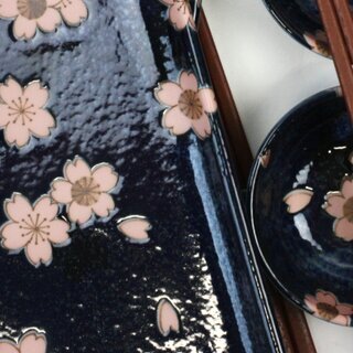 Sushiset Sakura no Mai, dunkelblau, rosa Kirschbl�ten