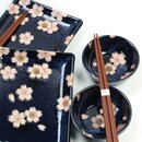 Sushiset Sakura no Mai, dunkelblau, rosa Kirschblüten