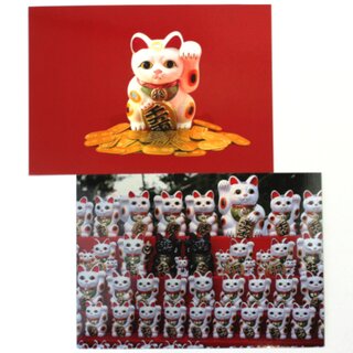Postkartenset Manekineko, 2 Postkarten