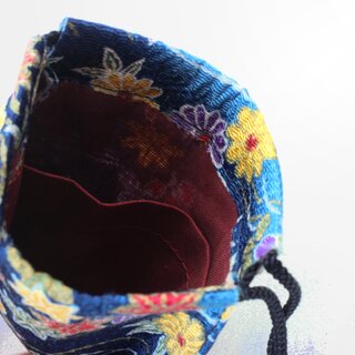 Kleiner Stoffbeutel Chirimen blau